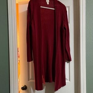 Chico's Rich Red Open Front Cardigan